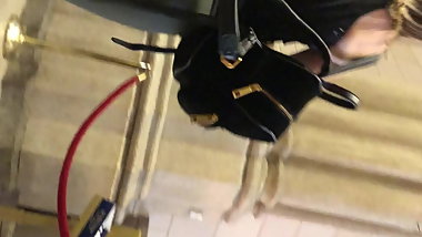 Teen in skin tights with dad 2 of 2