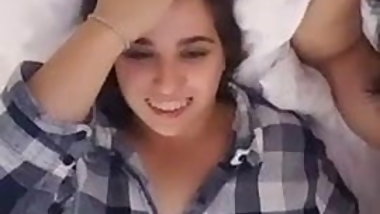 Shy Big titty slut in bed with guy