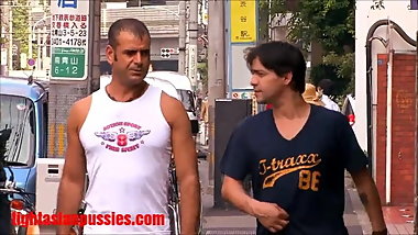 2 guys rip apart this tiny japanese slut and cum in her mout