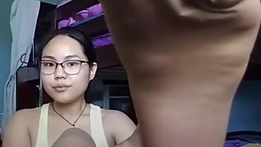 Asian teen nylon feet