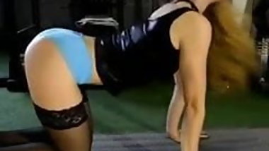 Teen doing yoga in stockings