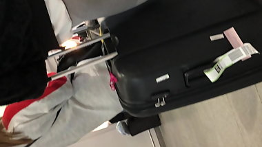 Teen in gray tights shwoing cute ass off 5