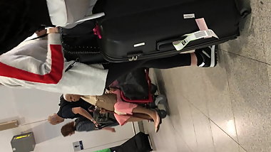 Teen in gray tights showing  cute ass off 4