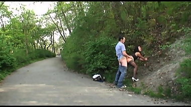 Hot Brunette has Public Sex with Older Guy