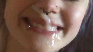 Pretty teen get huge facial