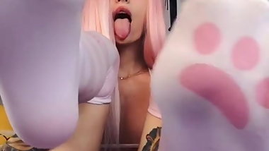 Dasha- cute russian teen (on the bed, hot legs, lingerie)