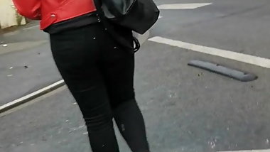 Cum on girl leather jacket denim jeans 2511