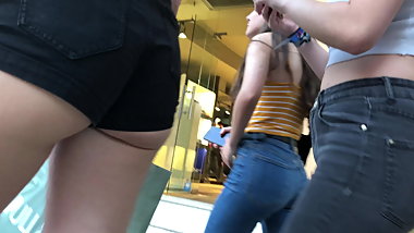 Teen girls showing butt cheks in tight shorts 2 of 3