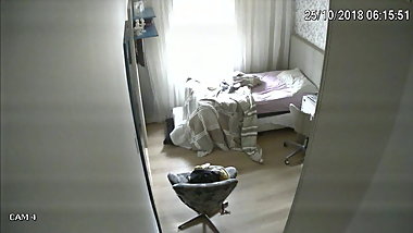 A student with beautiful Breasts took a shower