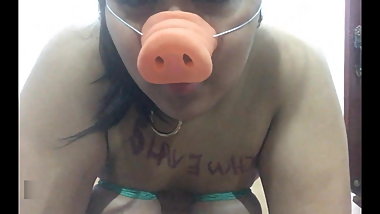 BDSM Slave pig nose and deepthroat
