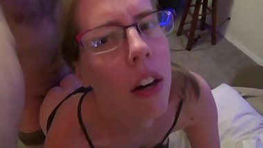 Nerdy long legged blonde loves a hard cock