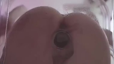 a girl riding a dildo