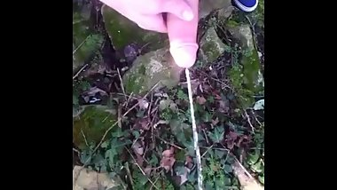 Big dick irish teen wank. Piss and cum outdoors.