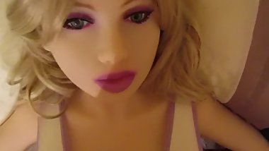 Beautiful blonde teen sex doll titty fuck