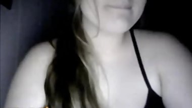 Adorable Teen In Black Plays With Her Big Boobies (Video)