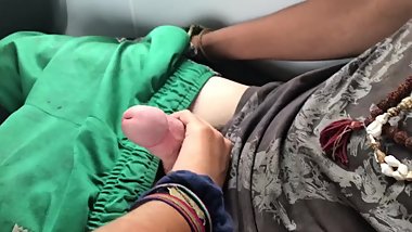 slutty teen gives handjob on the public bus
