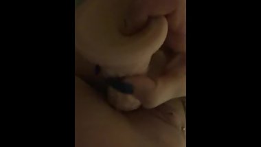 College Slut Fucks Sloppy Wet Pussy with Dildo