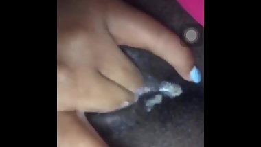 Ebony Teen fingering Creamy Pussy