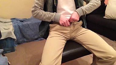 Big Balls Teen Wanks in Church Pants