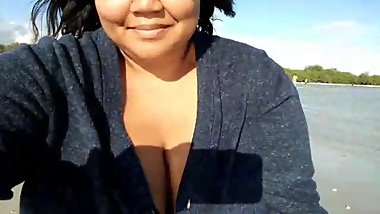 Outdoor Beach Pussy Play and Flash