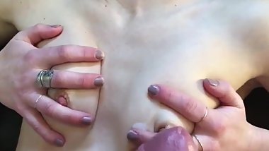 Tiny tits get jizzed on
