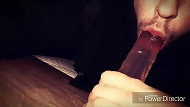 FIRST TRYING BLOWJOB WITH HUGE DILDO