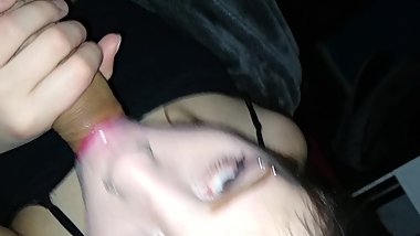 Hot  girl gives BJ with facial endding