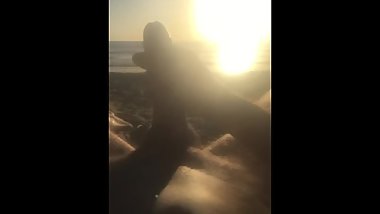 Cumshot at the beach!
