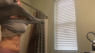 18 year old EPIC spy after shower on barrel racing step sister